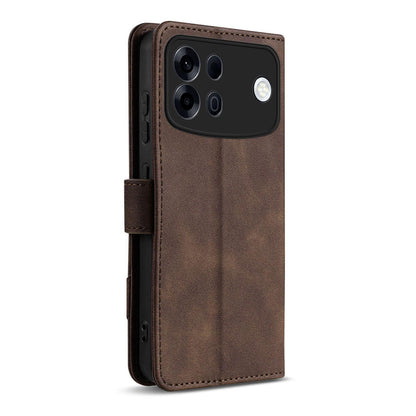 For OPPO A7 Pro Max 5G AZNS A2 Series Tri-Card Wallet RFID Vegan Leather Phone Case with Strap(Brown)