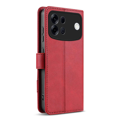 For OPPO A7 Pro Max 5G AZNS A2 Series Tri-Card Wallet RFID Vegan Leather Phone Case with Strap(Red)
