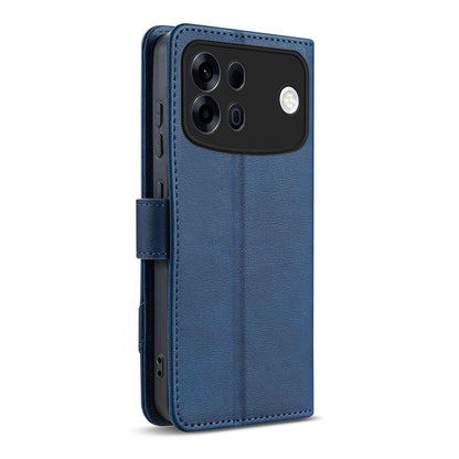 For OPPO A7 Pro Max 5G AZNS A2 Series Tri-Card Wallet RFID Vegan Leather Phone Case with Strap(Blue)