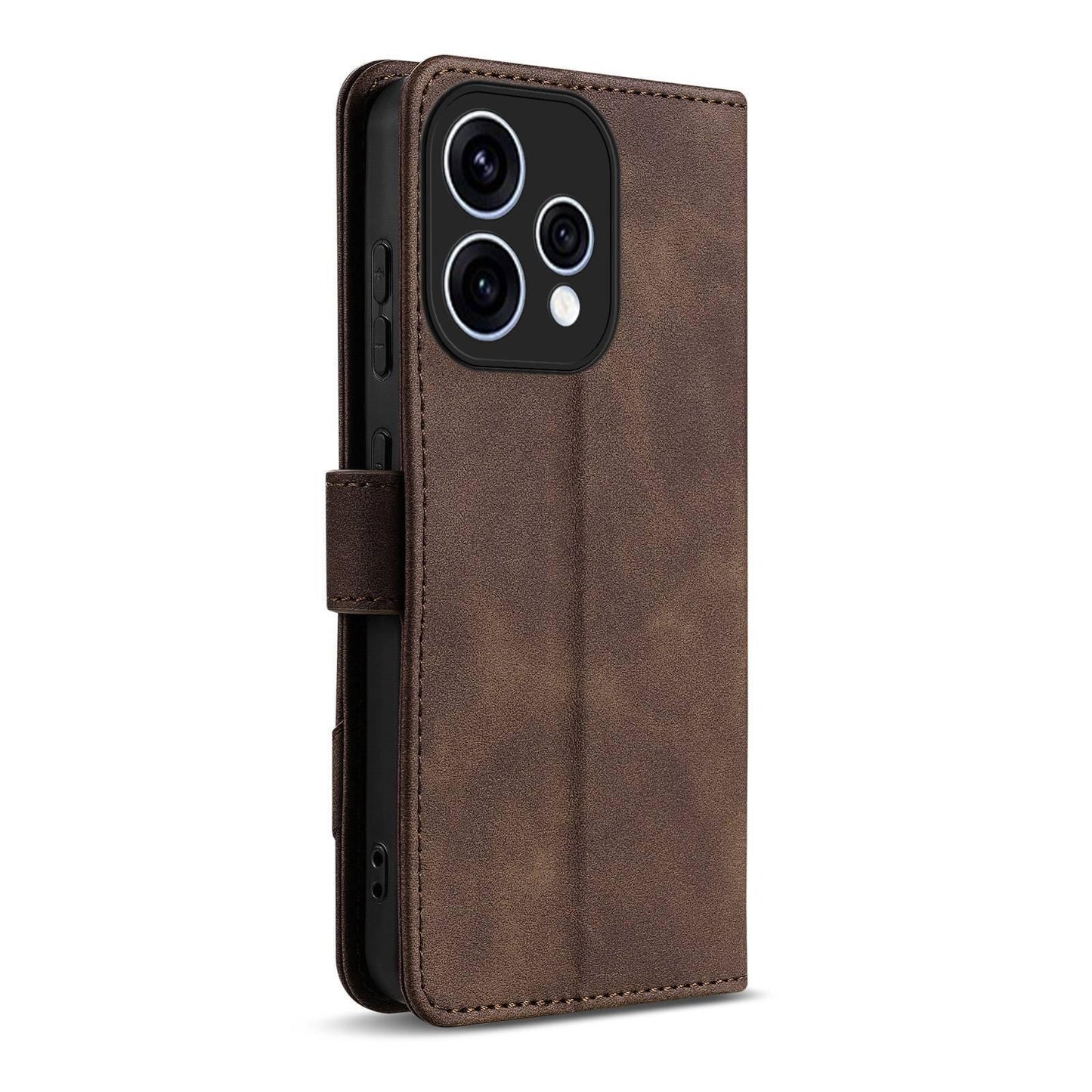 For OPPO Reno 15C/Reno15 5G Global AZNS A2 Series Tri-Card Wallet RFID Vegan Leather Phone Case with Strap(Brown)