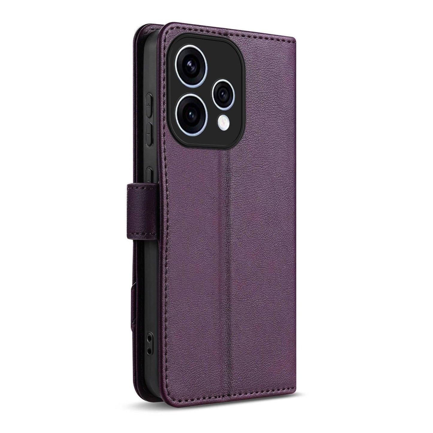 For OPPO Reno 15C/Reno15 5G Global AZNS A2 Series Tri-Card Wallet RFID Vegan Leather Phone Case with Strap(Purple)