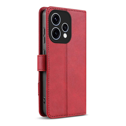 For OPPO Reno 15C/Reno15 5G Global AZNS A2 Series Tri-Card Wallet RFID Vegan Leather Phone Case with Strap(Red)