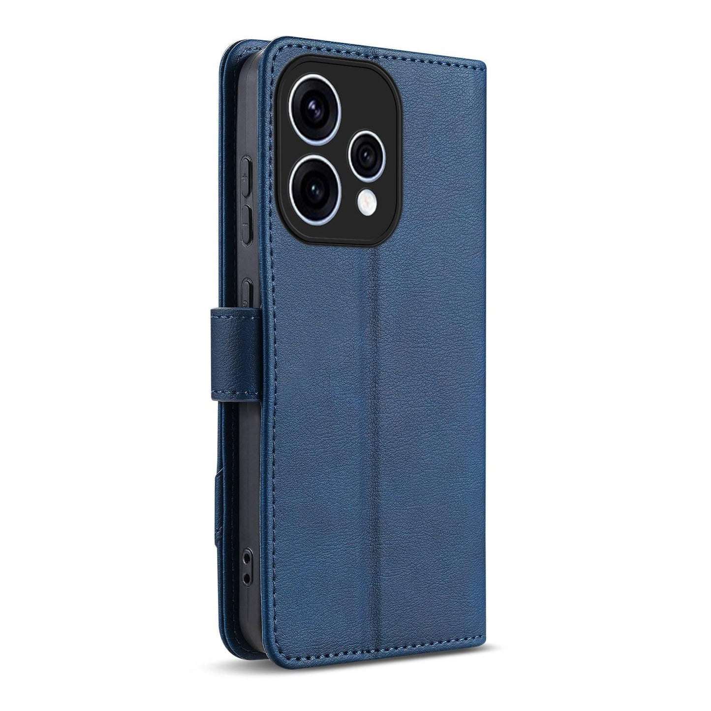 For OPPO Reno 15C/Reno15 5G Global AZNS A2 Series Tri-Card Wallet RFID Vegan Leather Phone Case with Strap(Blue)