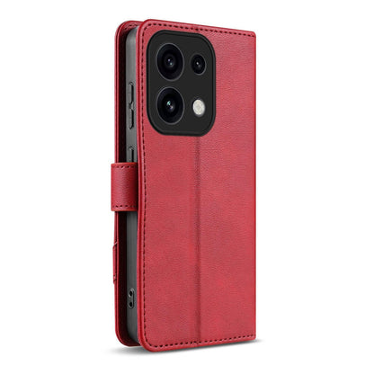 For OPPO Reno16 Pro 5G Global AZNS A2 Series Tri-Card Wallet RFID Vegan Leather Phone Case with Strap(Red)