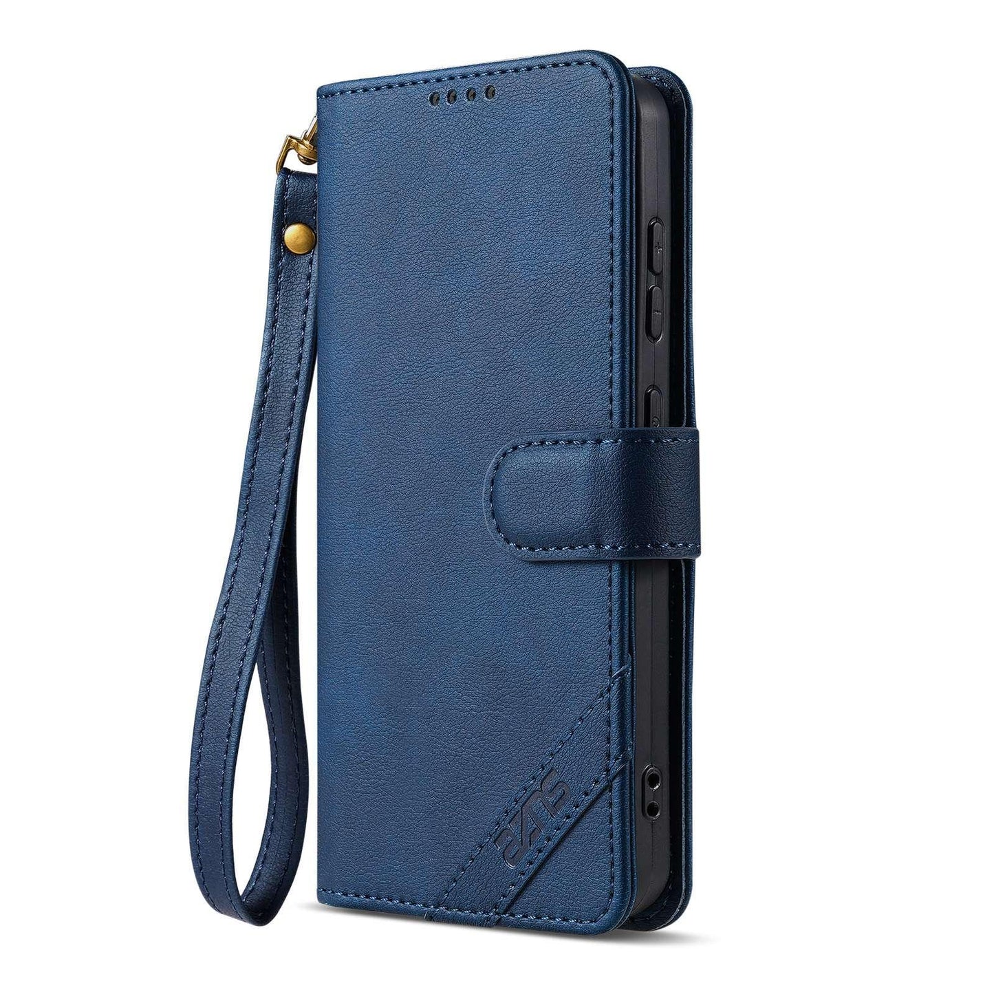 For OPPO Reno16 Pro 5G Global AZNS A2 Series Tri-Card Wallet RFID Vegan Leather Phone Case with Strap(Blue)