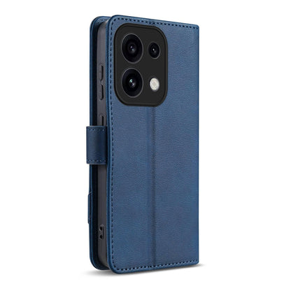 For OPPO Reno16 Pro 5G Global AZNS A2 Series Tri-Card Wallet RFID Vegan Leather Phone Case with Strap(Blue)