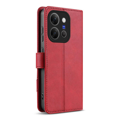 For vivo X300e AZNS A2 Series Tri-Card Wallet RFID Vegan Leather Phone Case with Strap(Red)