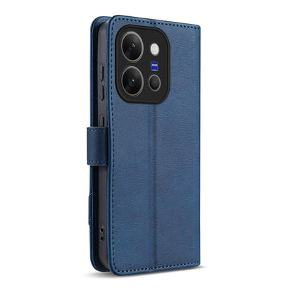 For vivo X300e AZNS A2 Series Tri-Card Wallet RFID Vegan Leather Phone Case with Strap(Blue)