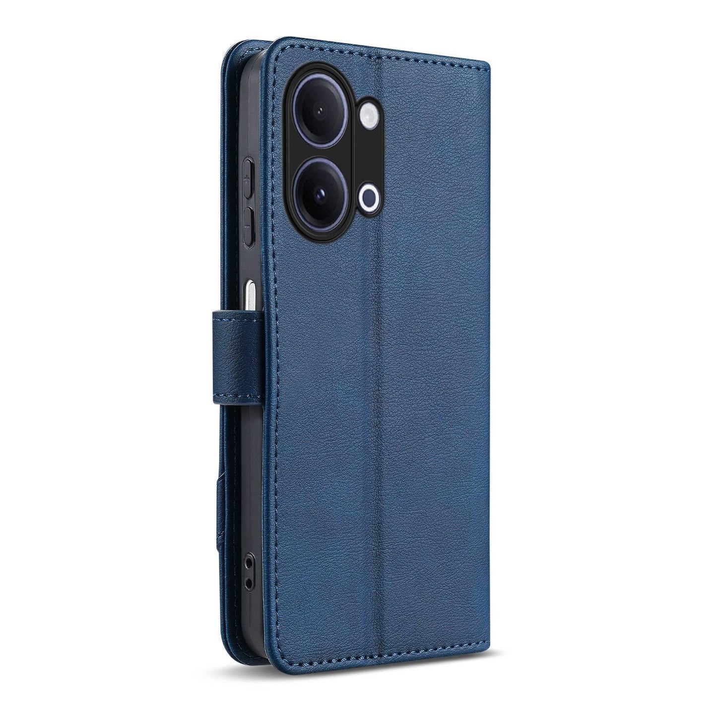 For vivo Y05 4G/Y11/Y21 AZNS A2 Series Tri-Card Wallet RFID Vegan Leather Phone Case with Strap(Blue)
