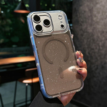For iPhone 18 Pro Crystal Shimmer Acrylic Magnetic Phone Case - Black - EDA009115104A