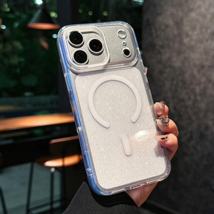 For iPhone 18 Pro Crystal Shimmer Acrylic Magnetic Phone Case - White - EDA009115104B