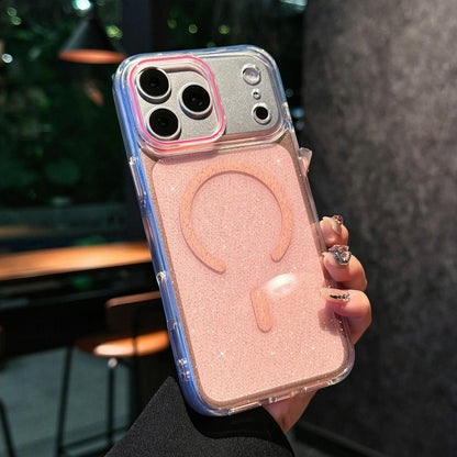 For iPhone 18 Pro Crystal Shimmer Acrylic Magnetic Phone Case - Pink - EDA009115104C