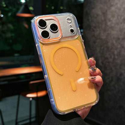For iPhone 18 Pro Crystal Shimmer Acrylic Magnetic Phone Case - Orange - EDA009115104E