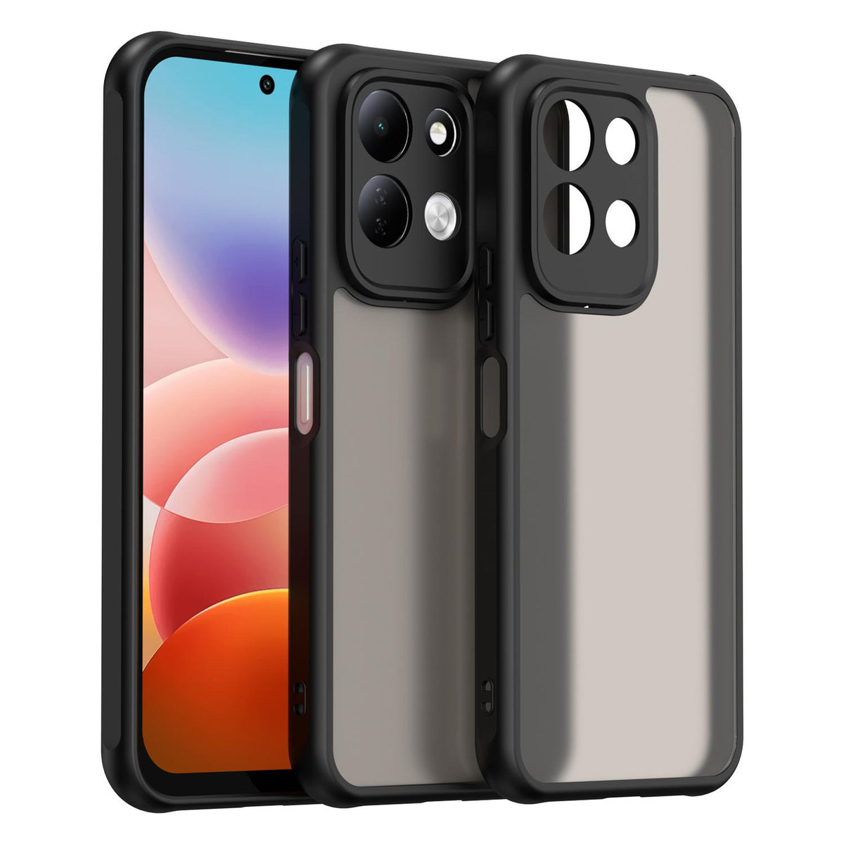 For Redmi 17 5G / 4G Global 170mm Fan Dun Series TPU Hybrid PC Frosted Phone Case - Black - EDA009115805A