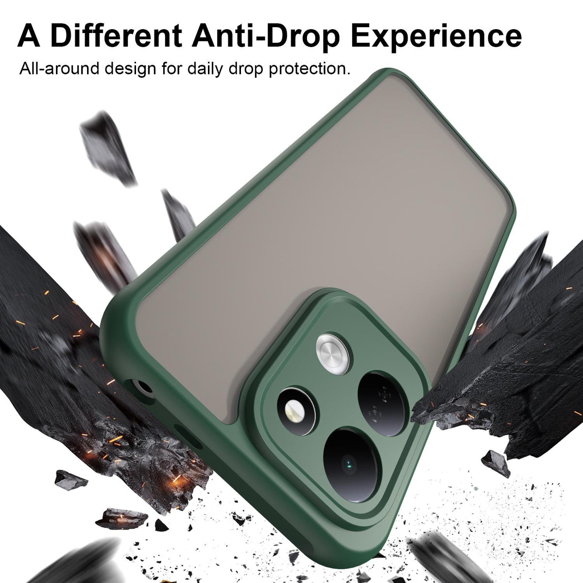 For Redmi 17 5G / 4G Global 170mm Fan Dun Series TPU Hybrid PC Frosted Phone Case - Green - EDA009115805C