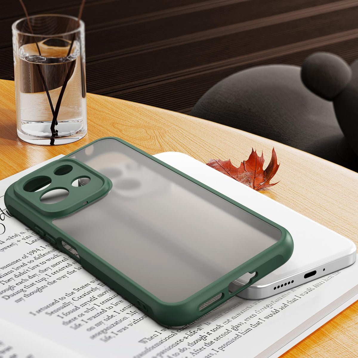 For Redmi 17 5G / 4G Global 170mm Fan Dun Series TPU Hybrid PC Frosted Phone Case - Green - EDA009115805C