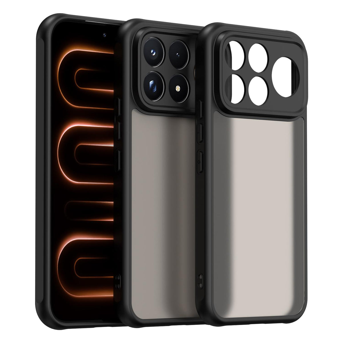 For Redmi K100 Pro Max 5G Fan Dun Series TPU Hybrid PC Frosted Phone Case - Black - EDA009115807A