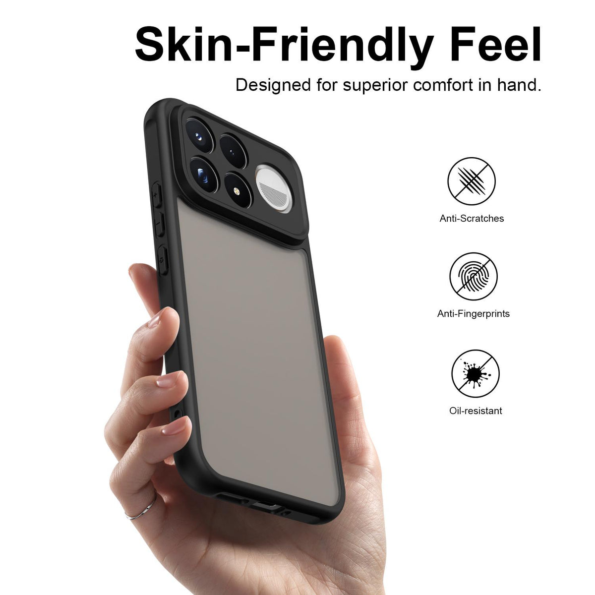 For Redmi K100 Pro Max 5G Fan Dun Series TPU Hybrid PC Frosted Phone Case - Black - EDA009115807A
