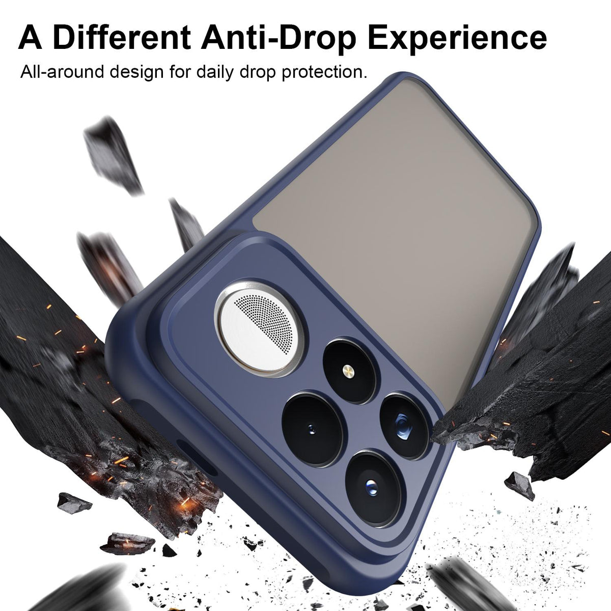 For Redmi K100 Pro Max 5G Fan Dun Series TPU Hybrid PC Frosted Phone Case - Blue - EDA009115807B