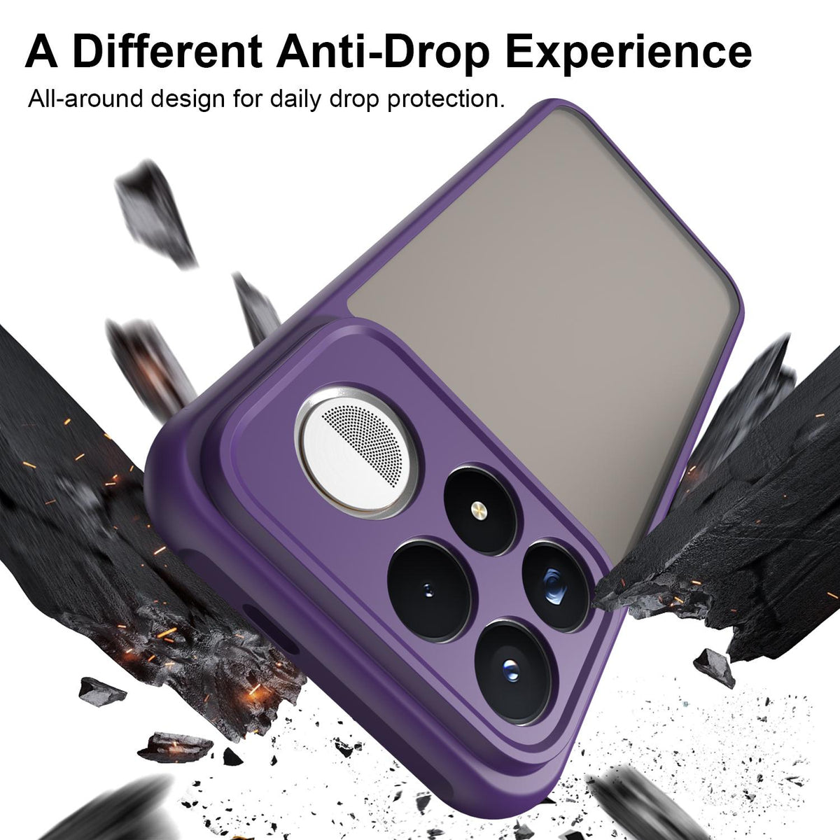 For Redmi K100 Pro Max 5G Fan Dun Series TPU Hybrid PC Frosted Phone Case - Purple - EDA009115807D