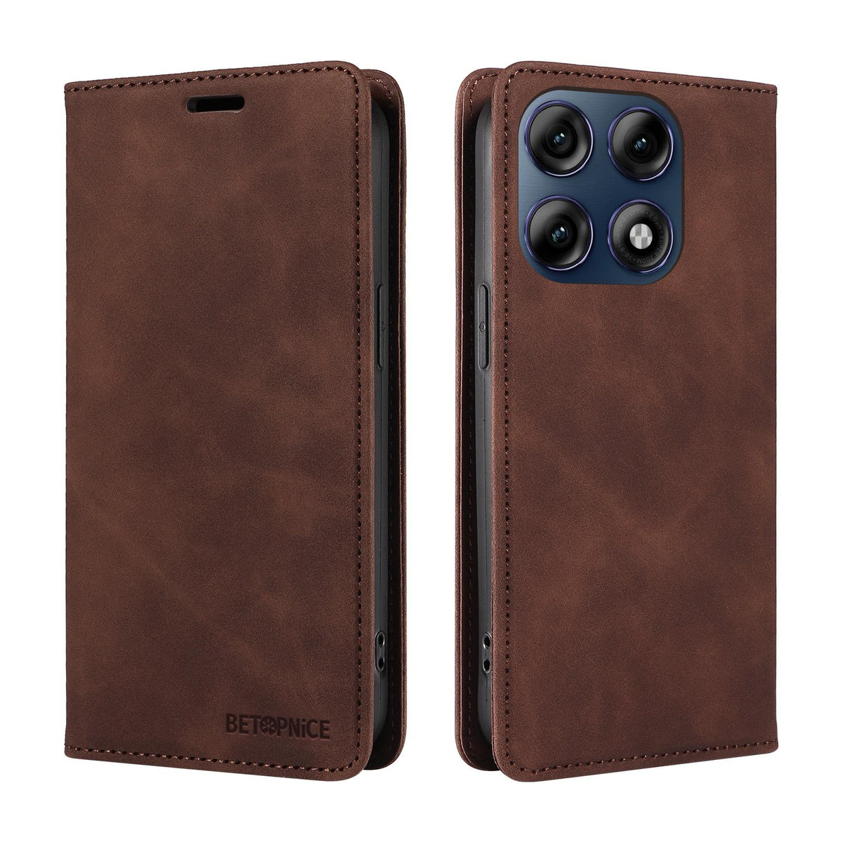 For Motorola Edge 70 Pro 5G BETOPNICE Suction RFID Anti-theft Leather Phone Case - Brown - EDA009124704B