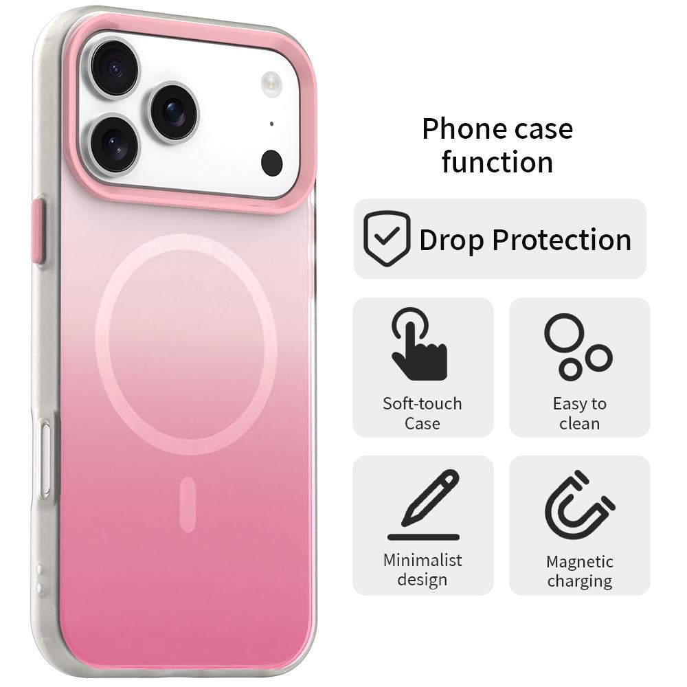 For iPhone 18 Pro Max Candy Gradient Series 3 in 1 Hybrid Magnetic Phone Case - Pink - EDA009128820A
