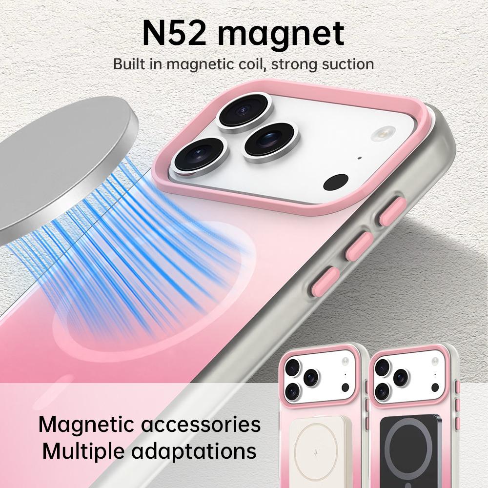 For iPhone 18 Pro Max Candy Gradient Series 3 in 1 Hybrid Magnetic Phone Case - Pink - EDA009128820A