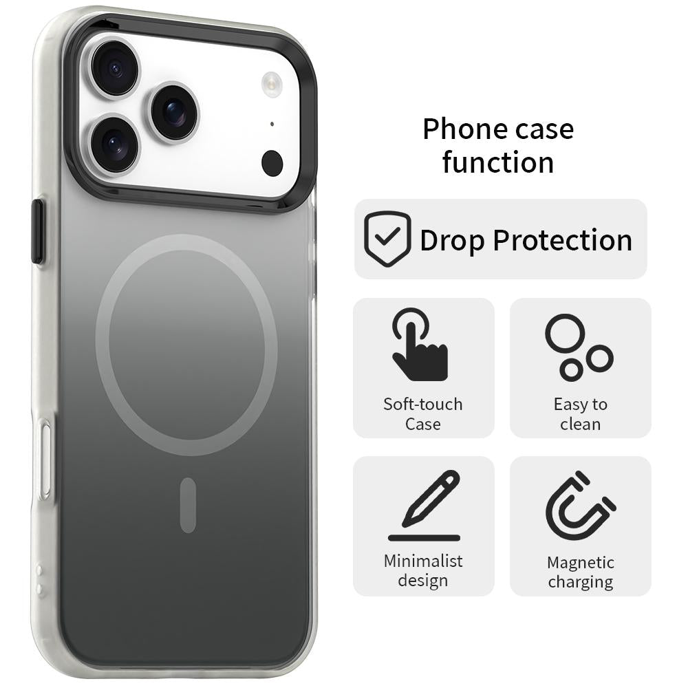 For iPhone 18 Pro Max Candy Gradient Series 3 in 1 Hybrid Magnetic Phone Case - Black - EDA009128820B