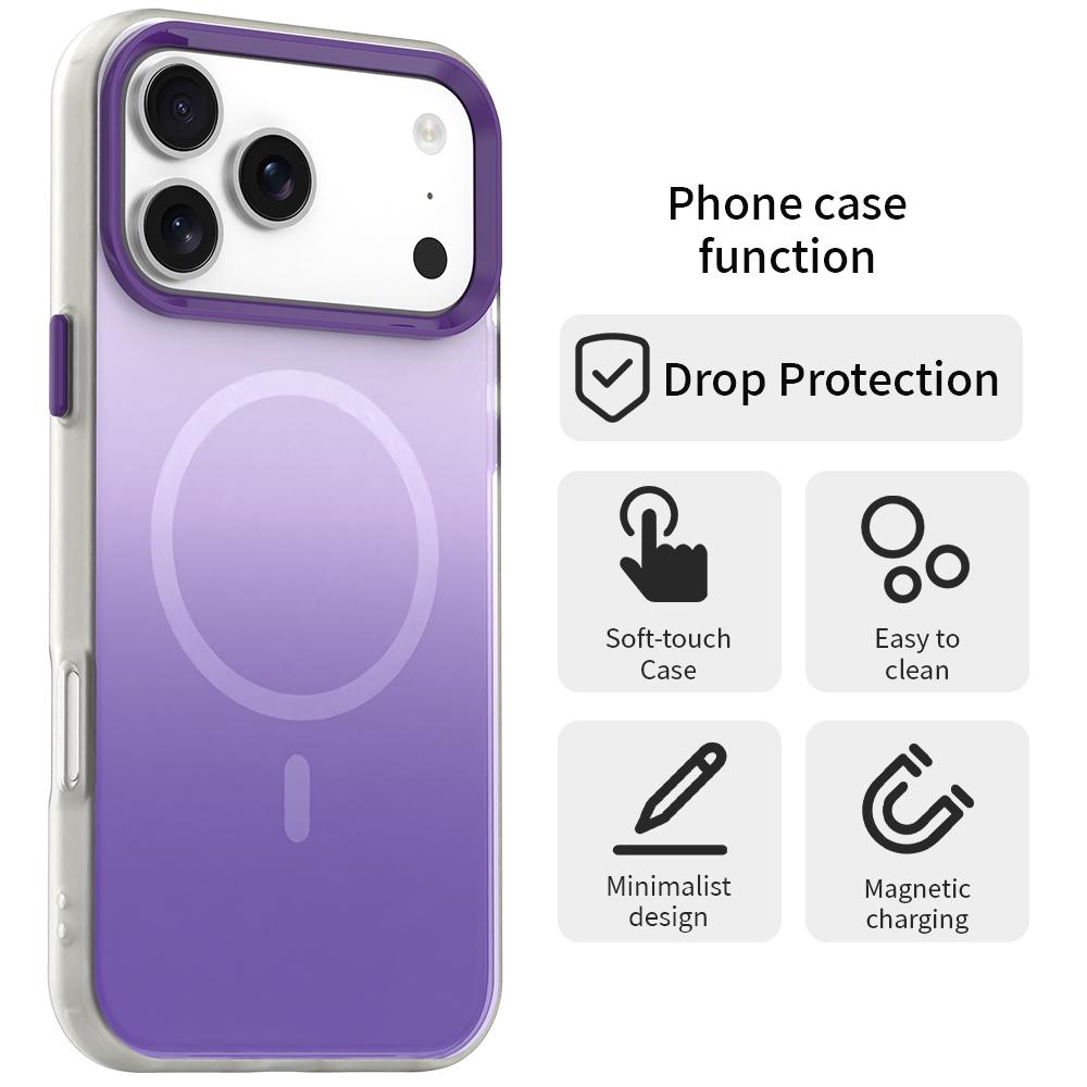 For iPhone 18 Pro Max Candy Gradient Series 3 in 1 Hybrid Magnetic Phone Case - Purple - EDA009128820F