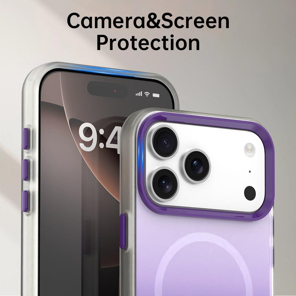 For iPhone 18 Pro Max Candy Gradient Series 3 in 1 Hybrid Magnetic Phone Case - Purple - EDA009128820F