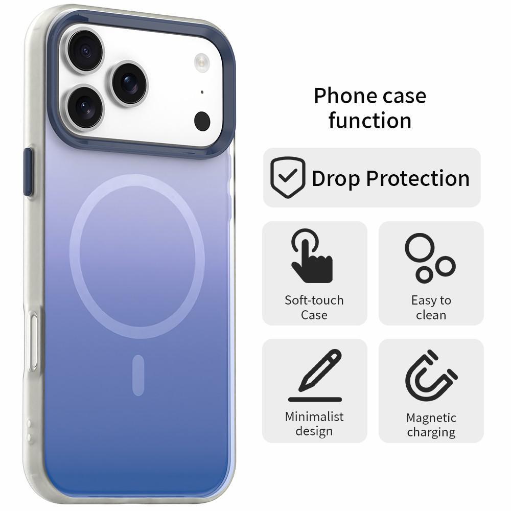 For iPhone 18 Pro Candy Gradient Series 3 in 1 Hybrid Magnetic Phone Case - Blue - EDA009128821D