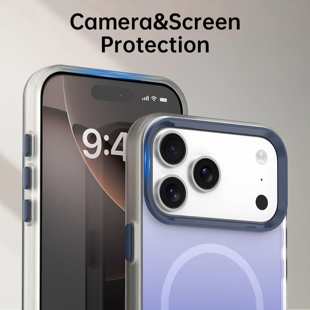For iPhone 18 Pro Candy Gradient Series 3 in 1 Hybrid Magnetic Phone Case - Blue - EDA009128821D