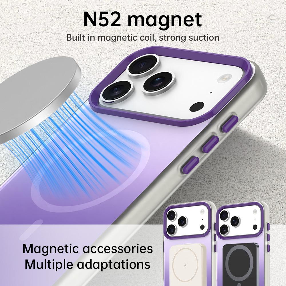 For iPhone 18 Pro Candy Gradient Series 3 in 1 Hybrid Magnetic Phone Case - Purple - EDA009128821F