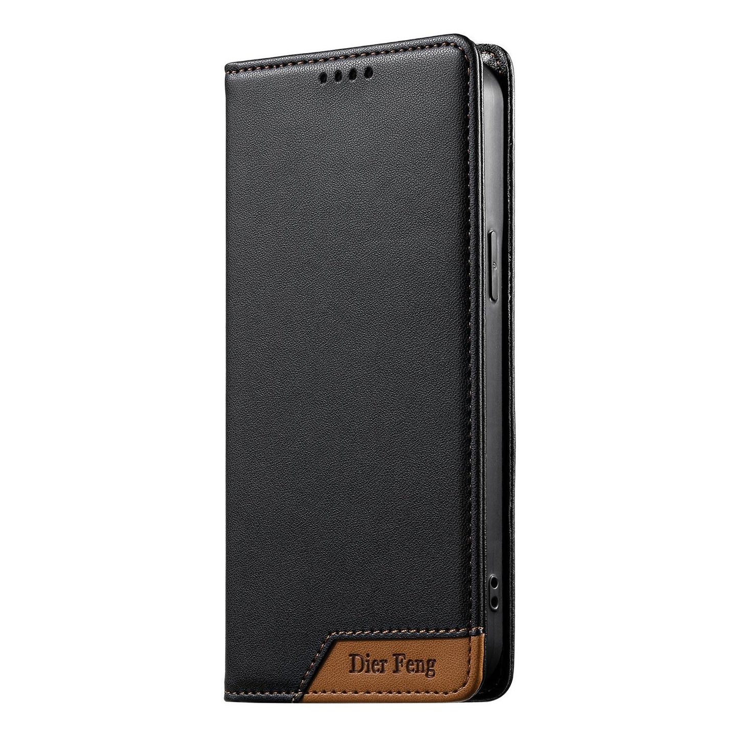 For Redmi K90 Pro Max / Poco F8 Ultra 5G Dierfeng Splicing Strong Magnetic RFID Vegan Leather Phone Case(Black)