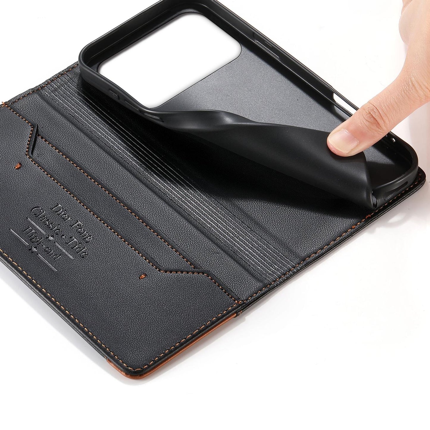 For Redmi K90 Pro Max / Poco F8 Ultra 5G Dierfeng Splicing Strong Magnetic RFID Vegan Leather Phone Case(Black)