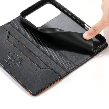 For Redmi K90 Pro Max / Poco F8 Ultra 5G Dierfeng Splicing Strong Magnetic RFID Vegan Leather Phone Case(Black)