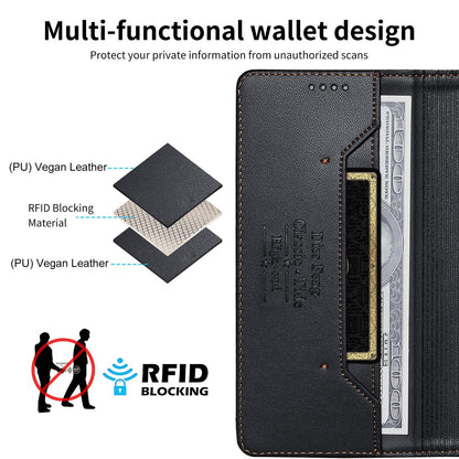 For Redmi K90 Pro Max / Poco F8 Ultra 5G Dierfeng Splicing Strong Magnetic RFID Vegan Leather Phone Case(Black)