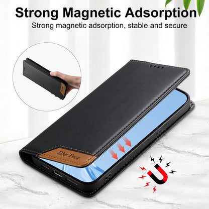 For Redmi K90 Pro Max / Poco F8 Ultra 5G Dierfeng Splicing Strong Magnetic RFID Vegan Leather Phone Case(Black)