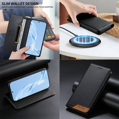 For Redmi K90 Pro Max / Poco F8 Ultra 5G Dierfeng Splicing Strong Magnetic RFID Vegan Leather Phone Case(Black)