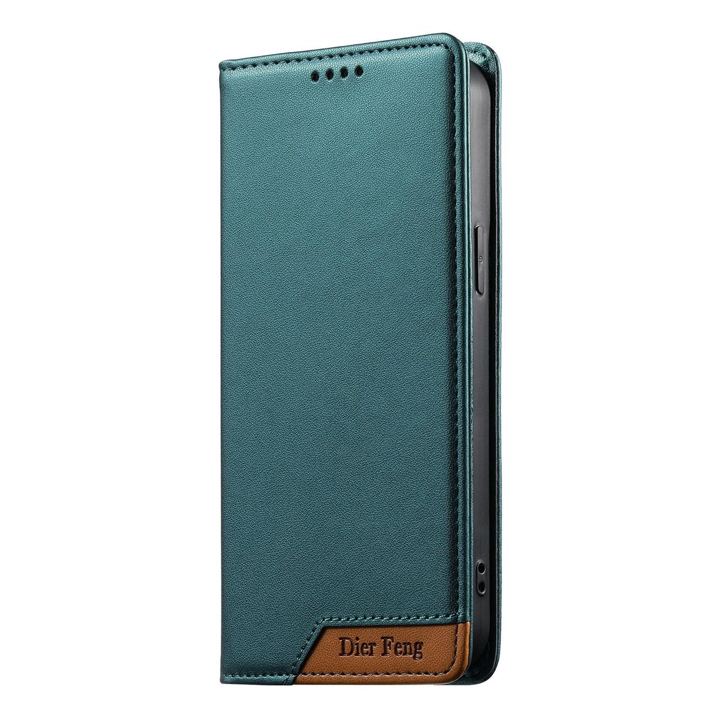 For Redmi K90 Pro Max / Poco F8 Ultra 5G Dierfeng Splicing Strong Magnetic RFID Vegan Leather Phone Case(Green)