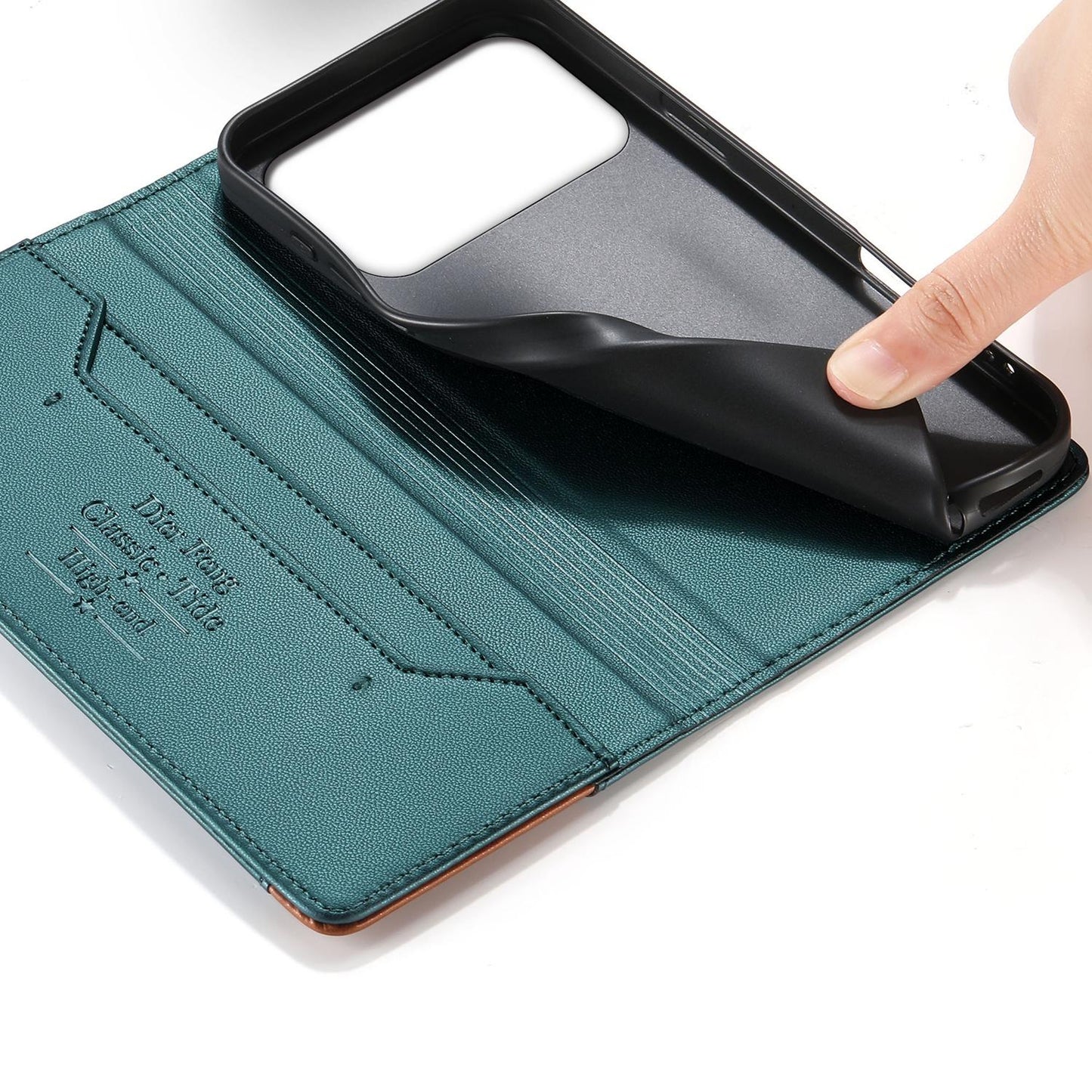 For Redmi K90 Pro Max / Poco F8 Ultra 5G Dierfeng Splicing Strong Magnetic RFID Vegan Leather Phone Case(Green)