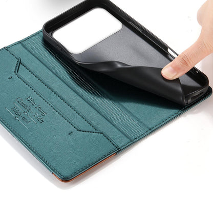 For Redmi K90 Pro Max / Poco F8 Ultra 5G Dierfeng Splicing Strong Magnetic RFID Vegan Leather Phone Case(Green)