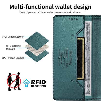 For Redmi K90 Pro Max / Poco F8 Ultra 5G Dierfeng Splicing Strong Magnetic RFID Vegan Leather Phone Case(Green)
