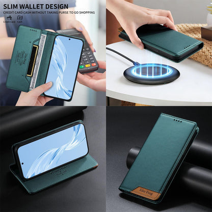 For Redmi K90 Pro Max / Poco F8 Ultra 5G Dierfeng Splicing Strong Magnetic RFID Vegan Leather Phone Case(Green)