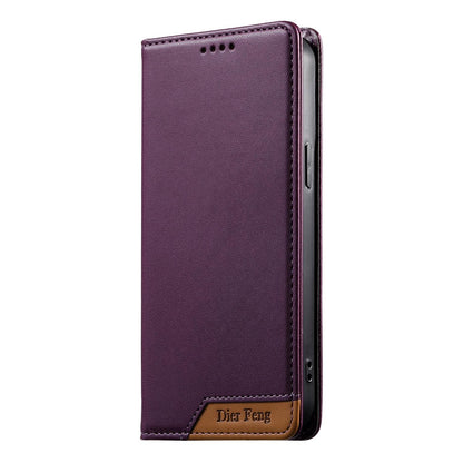 For Redmi K90 Pro Max / Poco F8 Ultra 5G Dierfeng Splicing Strong Magnetic RFID Vegan Leather Phone Case(Purple)