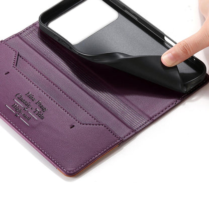 For Redmi K90 Pro Max / Poco F8 Ultra 5G Dierfeng Splicing Strong Magnetic RFID Vegan Leather Phone Case(Purple)