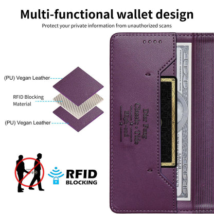 For Redmi K90 Pro Max / Poco F8 Ultra 5G Dierfeng Splicing Strong Magnetic RFID Vegan Leather Phone Case(Purple)