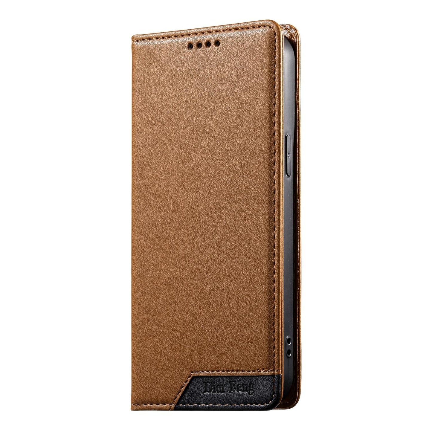 For Redmi K90 Pro Max / Poco F8 Ultra 5G Dierfeng Splicing Strong Magnetic RFID Vegan Leather Phone Case(Brown)