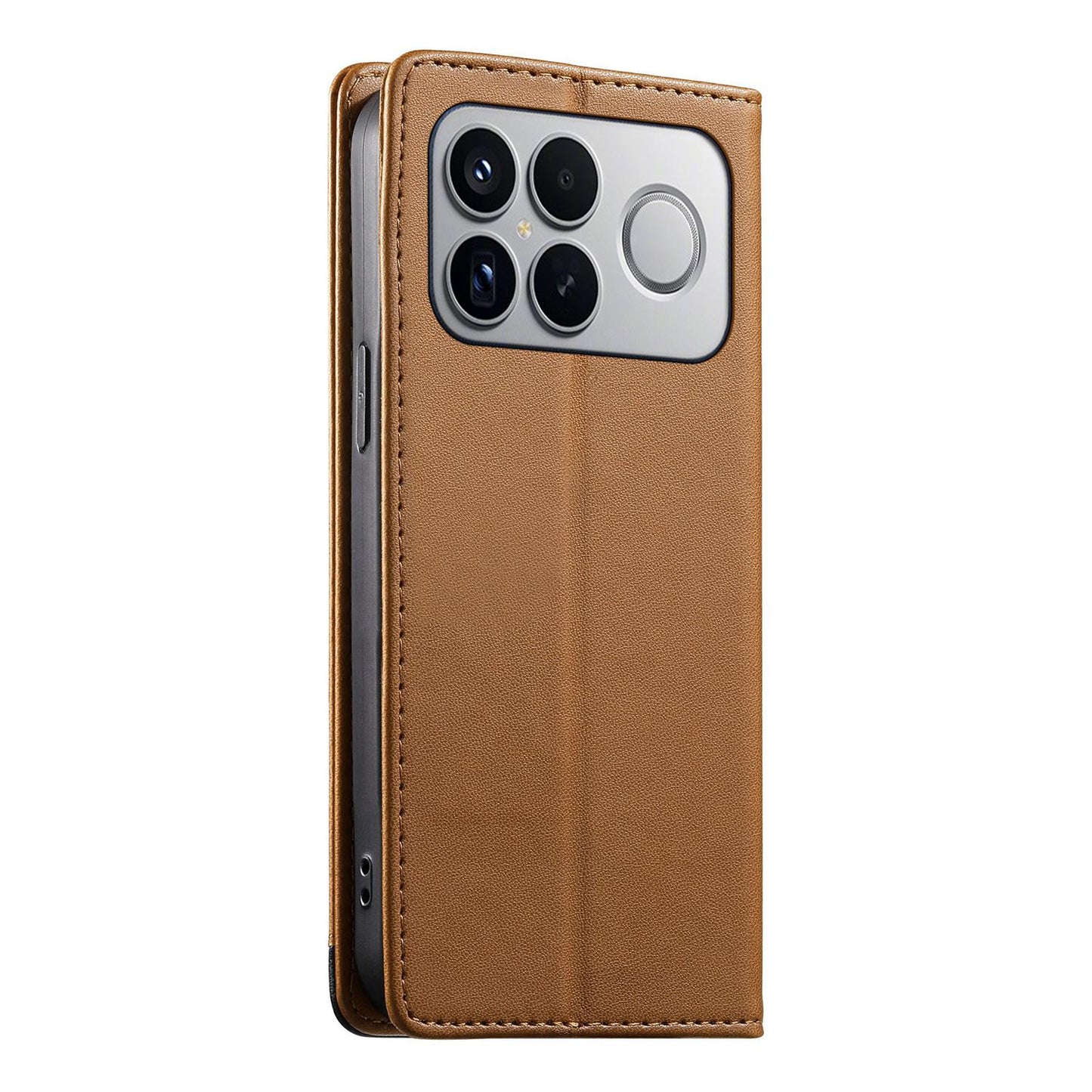 For Redmi K90 Pro Max / Poco F8 Ultra 5G Dierfeng Splicing Strong Magnetic RFID Vegan Leather Phone Case(Brown)