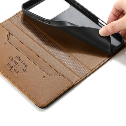 For Redmi K90 Pro Max / Poco F8 Ultra 5G Dierfeng Splicing Strong Magnetic RFID Vegan Leather Phone Case(Brown)